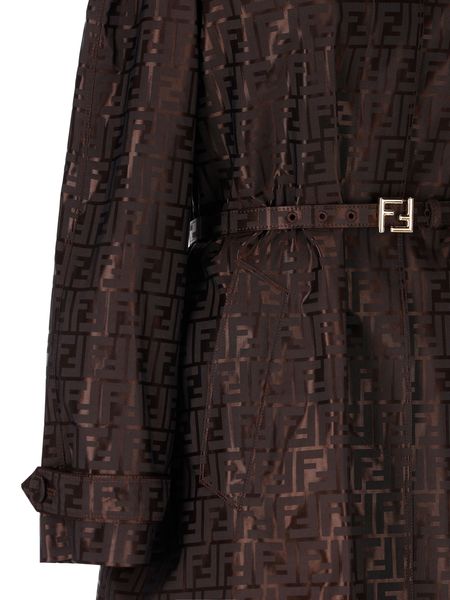Áo khoác Fendi Jacquard thắt lưng màu nâu sang trọng cho phái nữ