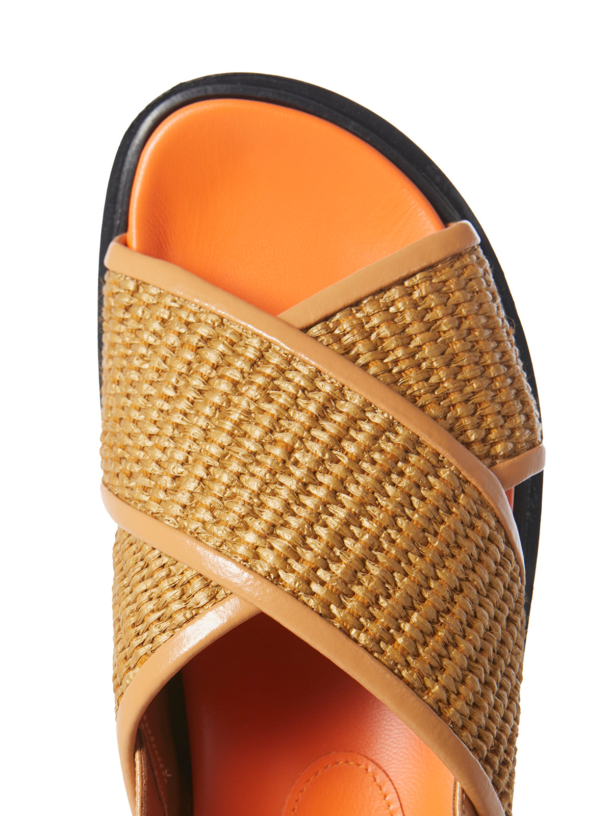 Sandal Raffia và Da Cho Nữ - Phiên bản Đai Da Màu Nâu có Khoá Kim Loại Vàng