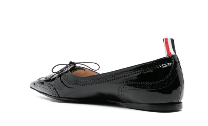 THOM BROWNE Pointed-Toe Patent Leather Loafers for Women