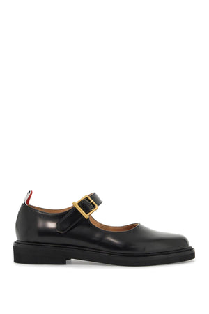 THOM BROWNE Elegant Brushed Leather Mary Jane Flats