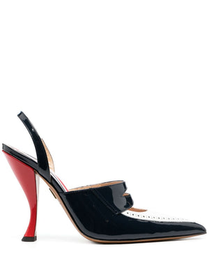 THOM BROWNE Curved-Heel 120MM Leather Pumps with Perforated Detailing