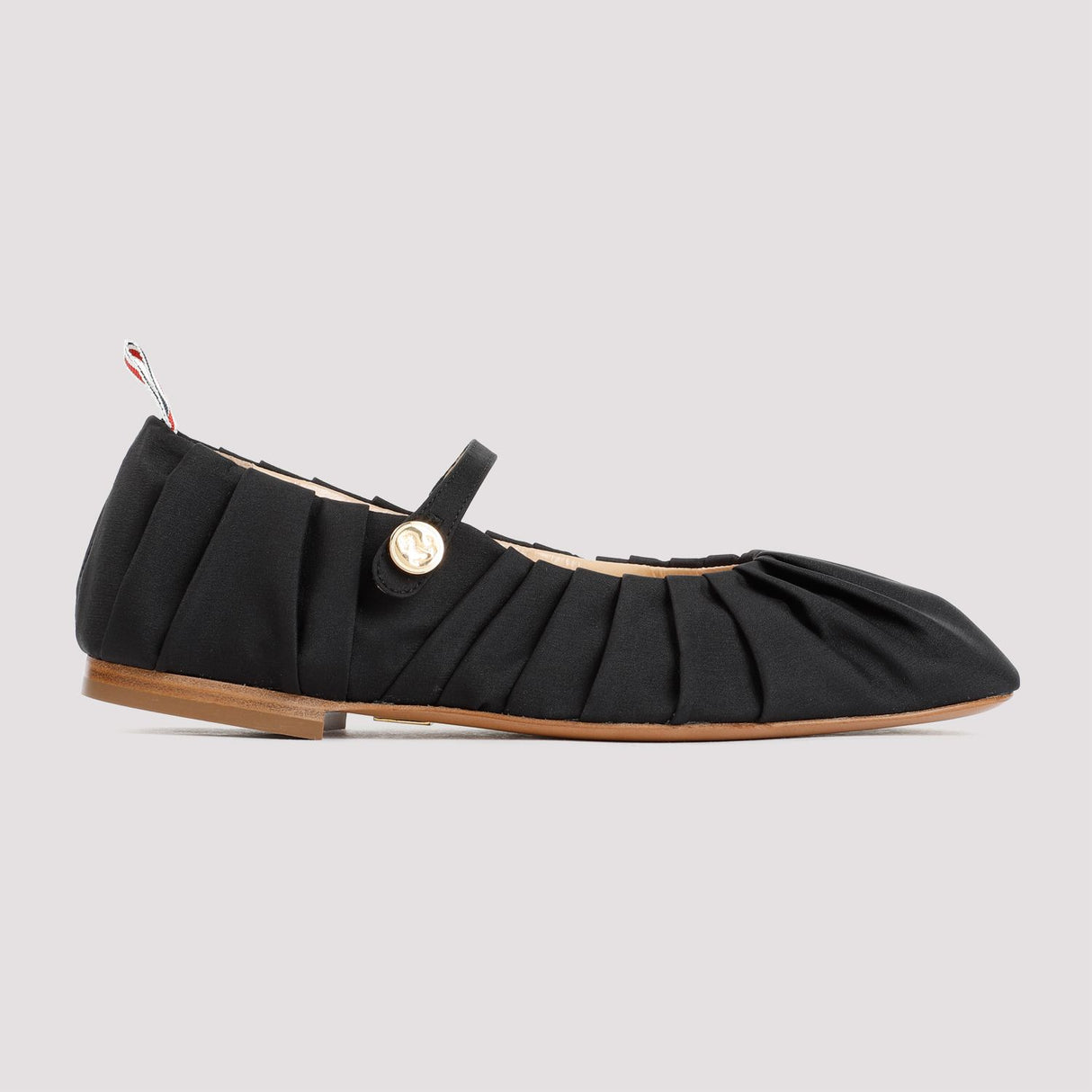 THOM BROWNE Black Silk Ballerina Flats for Women - SS24 Collection