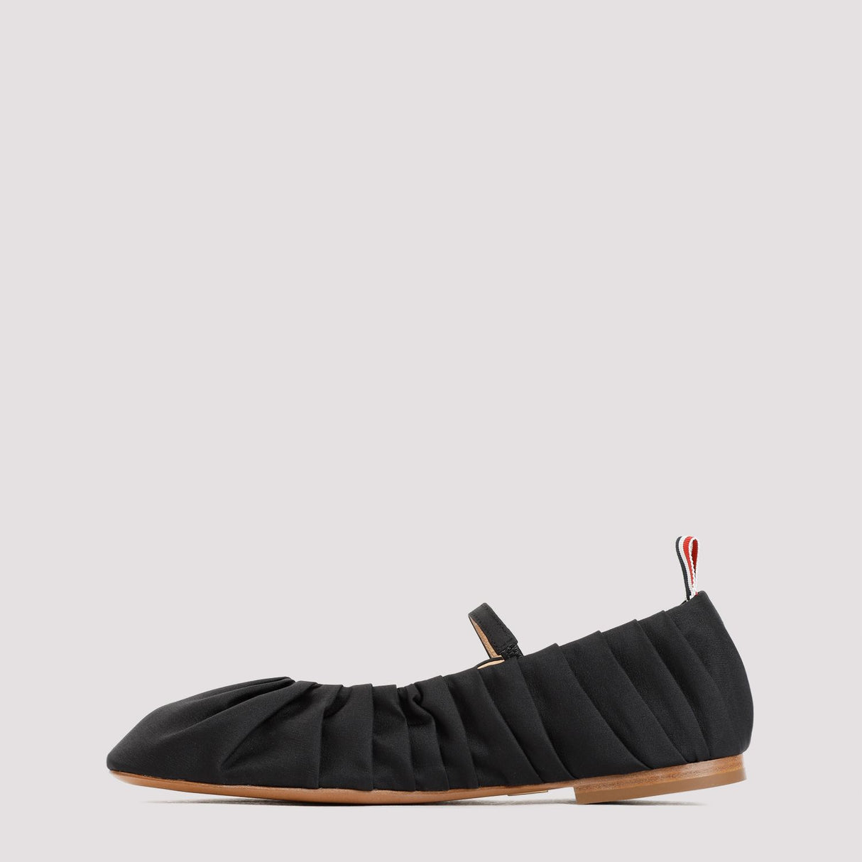 THOM BROWNE Black Silk Ballerina Flats for Women - SS24 Collection