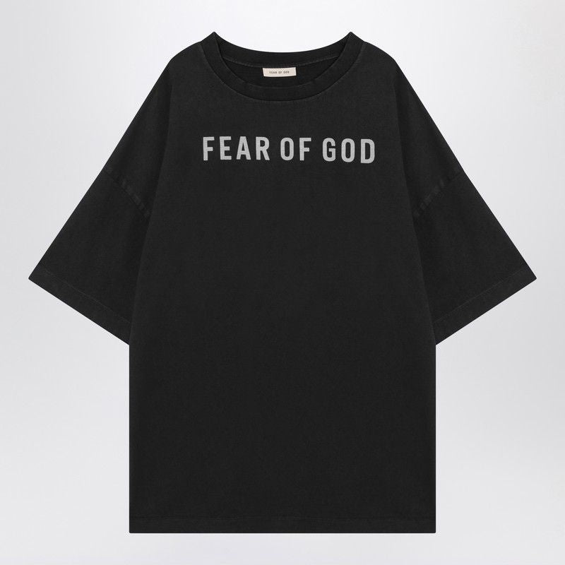 FEAR OF GOD Oversized Black Logo T-Shirt for Men - FW24