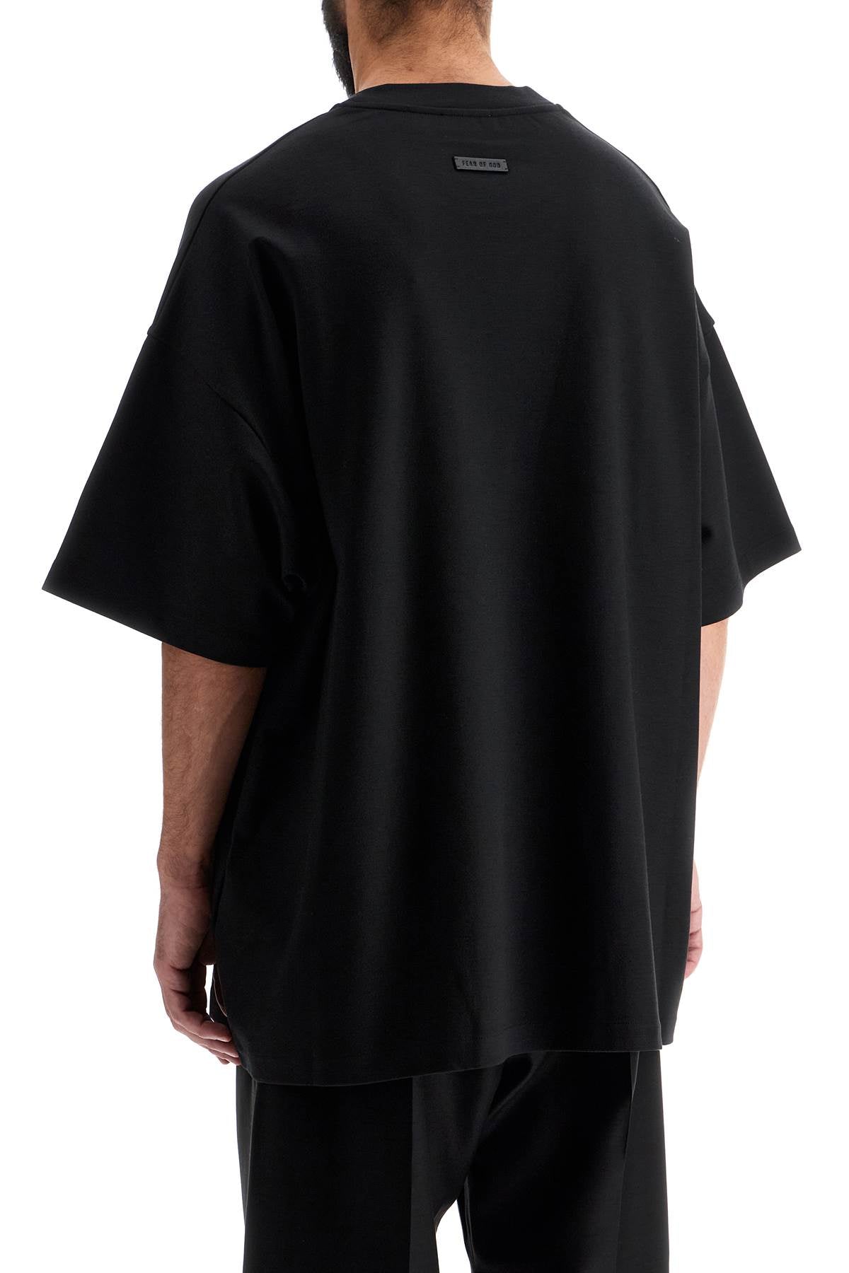 FEAR OF GOD Oversized Crew Neck T-Shirt with Leather Logo - Size L