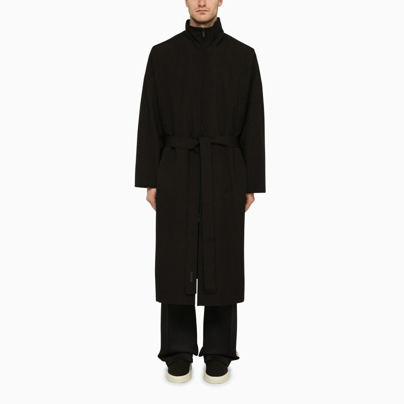 FEAR OF GOD Black Wool Trench Jacket with High Collar for Men - SS24 Season