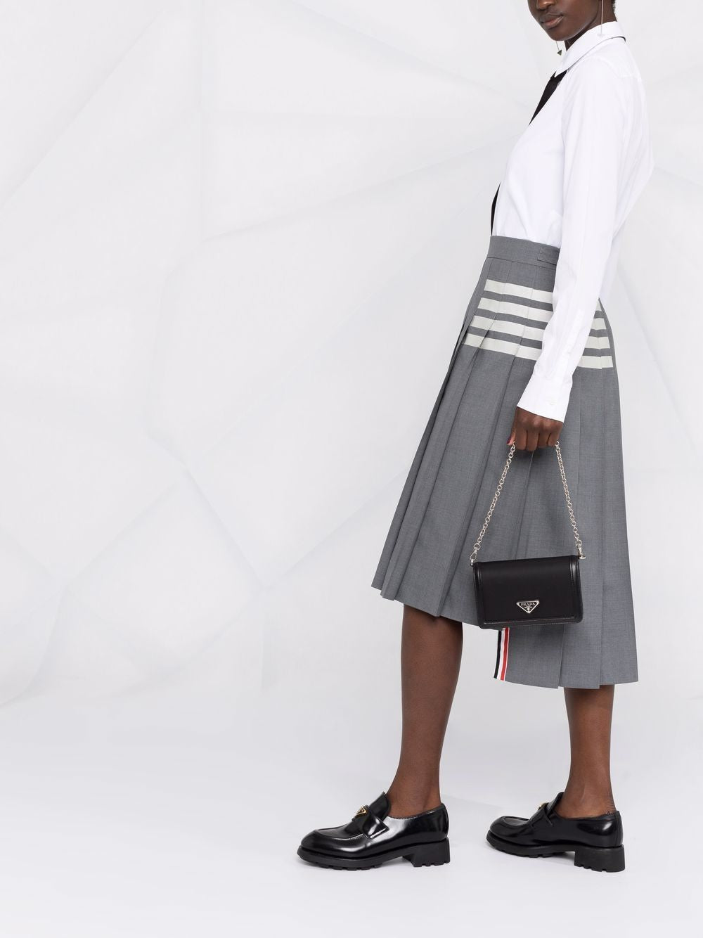 THOM BROWNE Mid-Length Pleated Skirt for Women