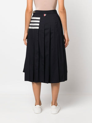 THOM BROWNE Mid-Length Pleated Skirt for Women