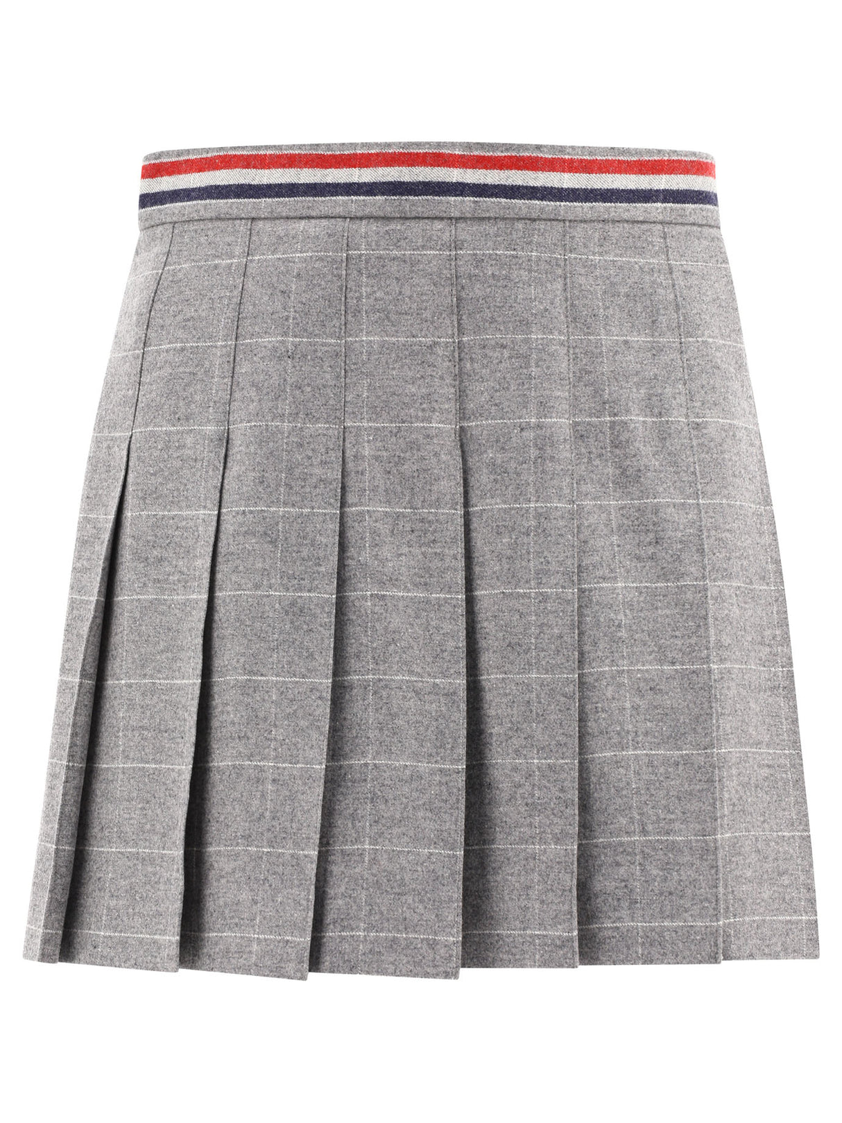 THOM BROWNE Elegant RWB Pleated Skirt for Women in Grey