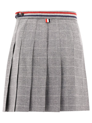 THOM BROWNE Elegant RWB Pleated Skirt for Women in Grey