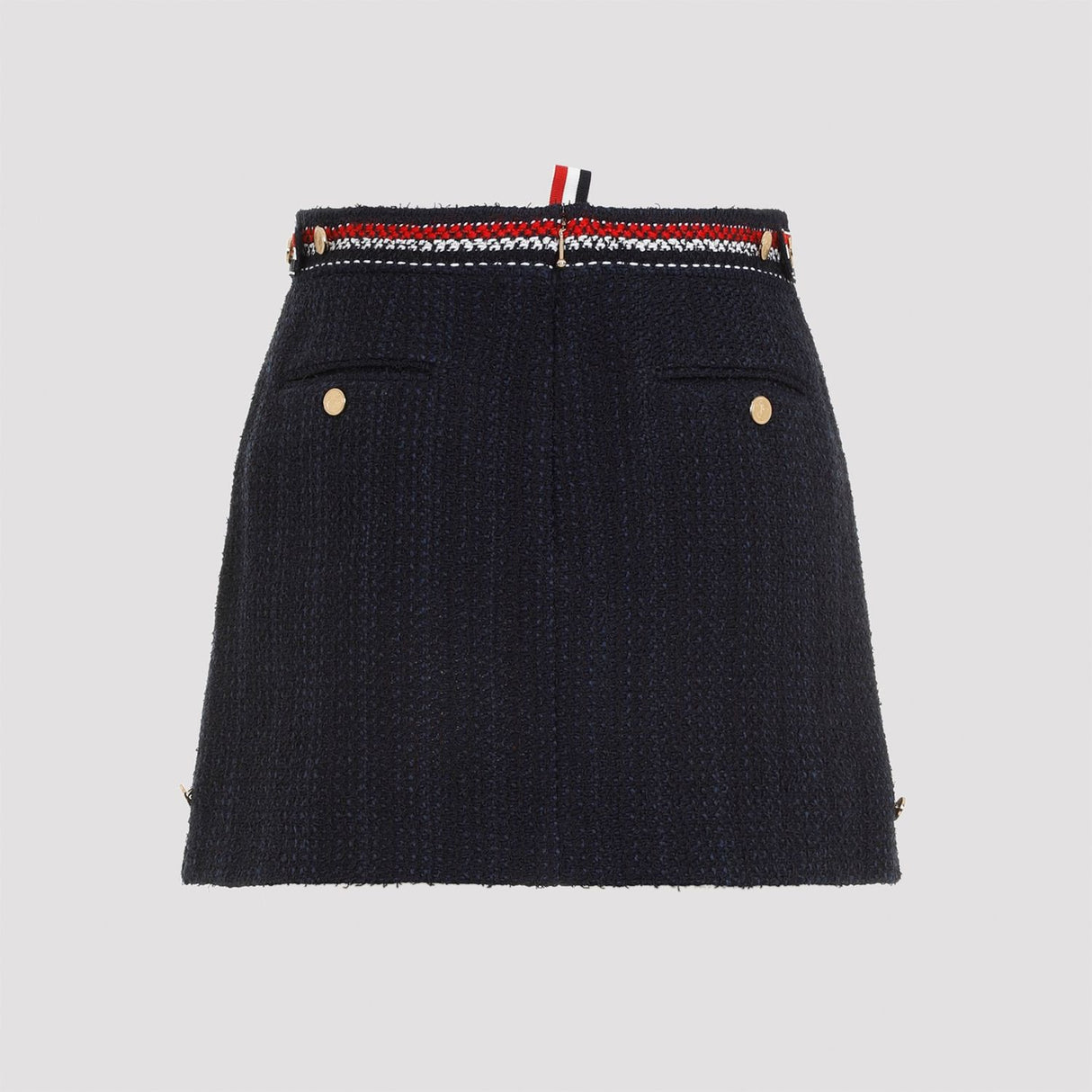 THOM BROWNE Elegant Thigh-Length Side Tab Skirt