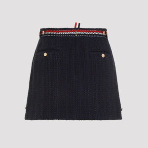 THOM BROWNE Elegant Thigh-Length Side Tab Skirt