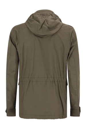 HERNO Green Cotton Field Jacket with Service Hood for Men