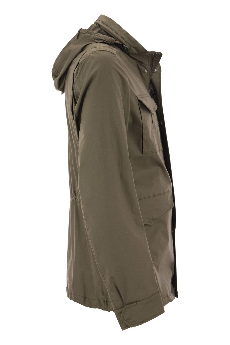 HERNO Green Cotton Field Jacket with Service Hood for Men