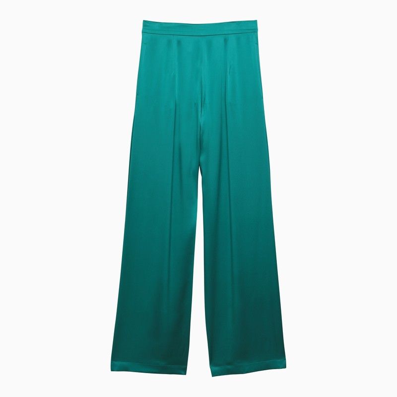 MAX MARA PIANOFORTE Green Silk Wide Trousers for Women - SS24 Collection