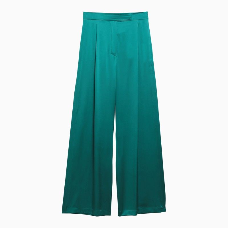 MAX MARA PIANOFORTE Green Silk Wide Trousers for Women - SS24 Collection