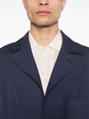 FENDI Men's Navy Single-Breasted Wool Jacket for SS24