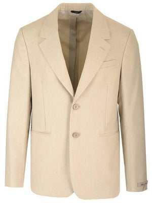 Men's Beige Single-Breasted Two-Button Blazer by FENDI SS24