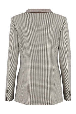 FENDI Feminine Houndstooth Blazer with Structured Shoulders and Double Back Slit