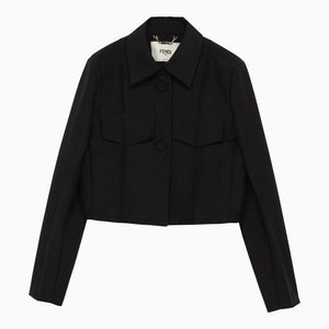 FENDI Black Boxy Wool Jacket for Women