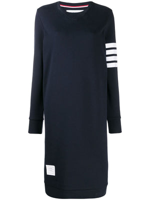 THOM BROWNE Elegant Stripe Shift Sweater Dress