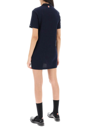 THOM BROWNE Chic Cotton Mini Dress with Back Detail