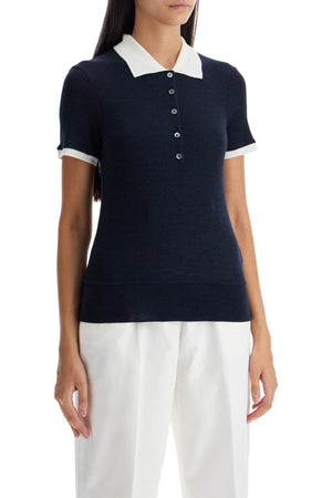 THOM BROWNE Chic Short-Sleeved Wool Polo Top