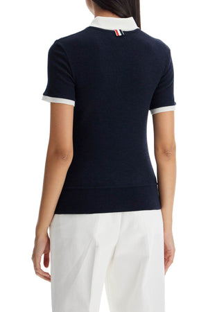 THOM BROWNE Chic Short-Sleeved Wool Polo Top