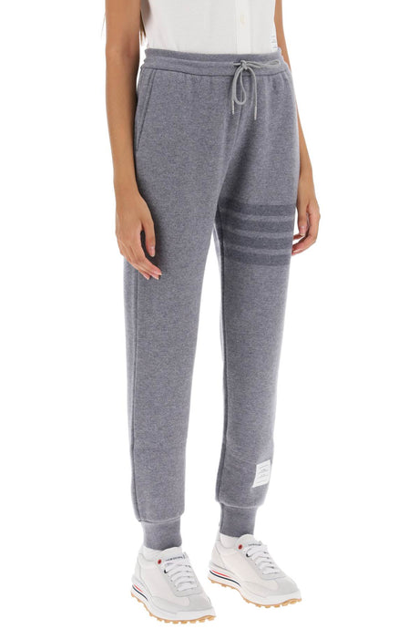 THOM BROWNE Women's Loop-Back Wool Knit Joggers with 4-Bar Motif