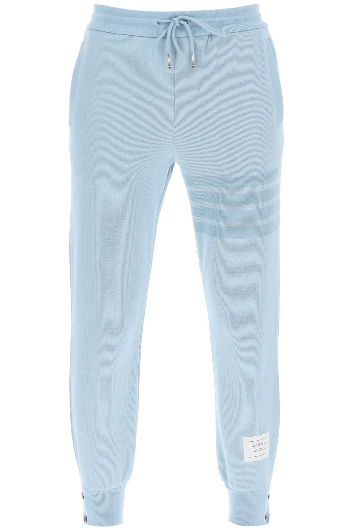 Light Blue 4-Bar Joggers in Cotton Knit for Women - SS24
