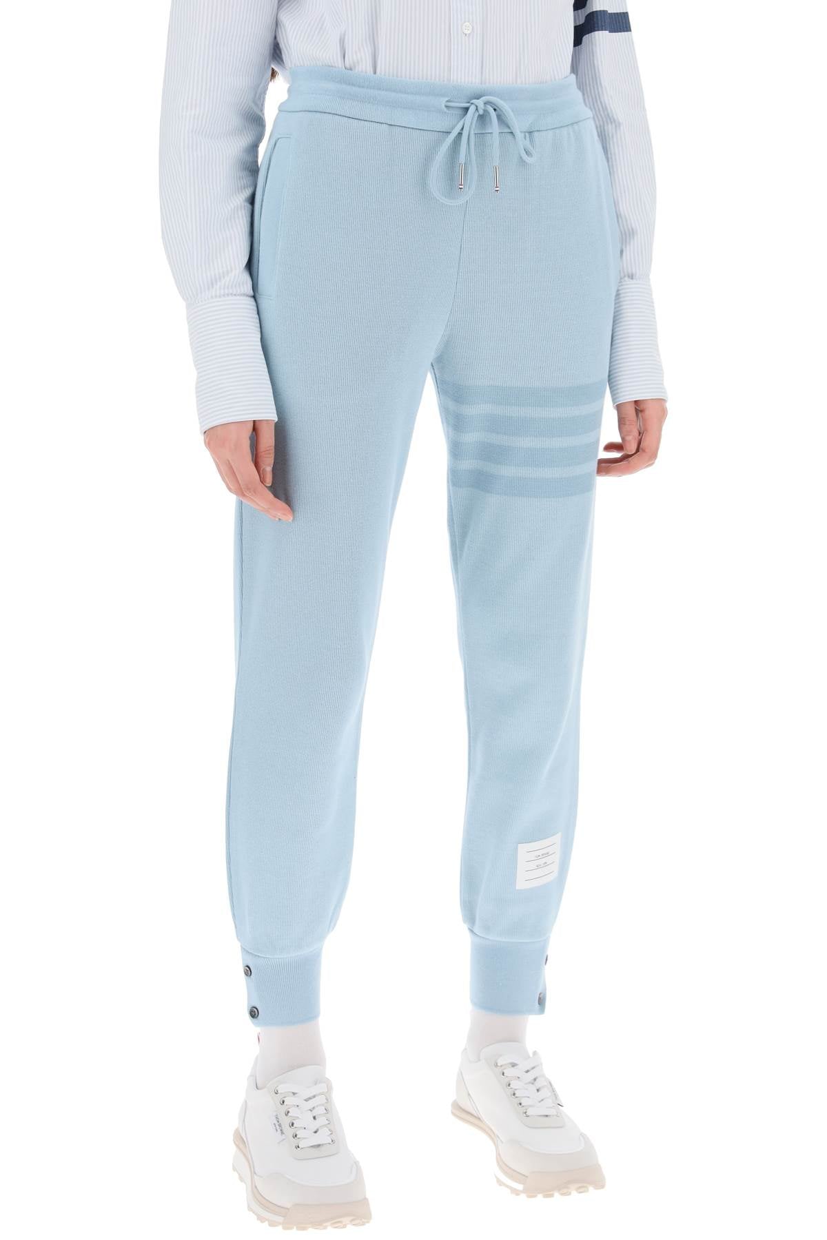 Light Blue 4-Bar Joggers in Cotton Knit for Women - SS24