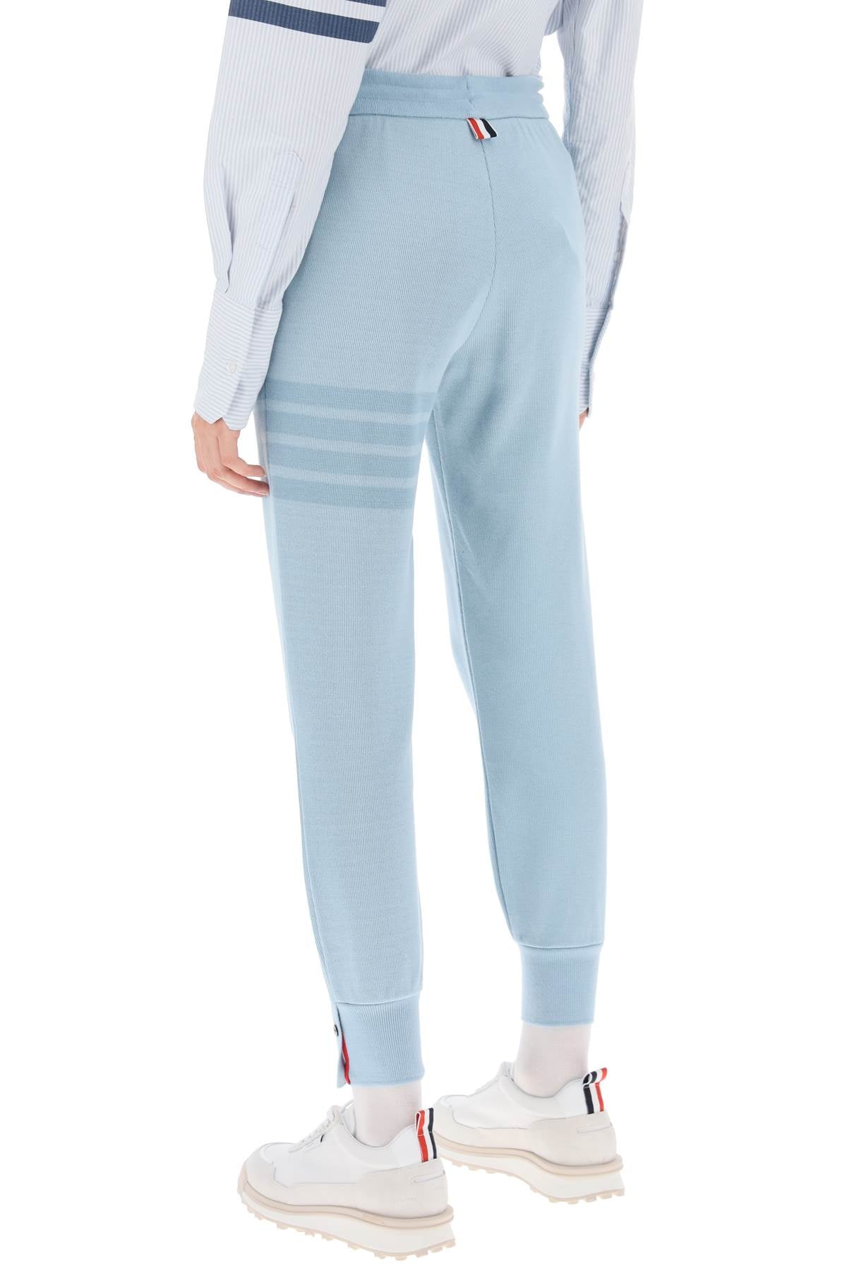 Light Blue 4-Bar Joggers in Cotton Knit for Women - SS24