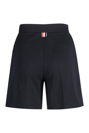 THOM BROWNE Navy Tricolor Detail Virgin Wool Shorts for Women – Spring/Summer 2024