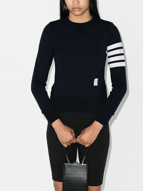 THOM BROWNE Áo sweatshirt cotton kẻ sọc bốn thanh từ bộ sưu tập FW23