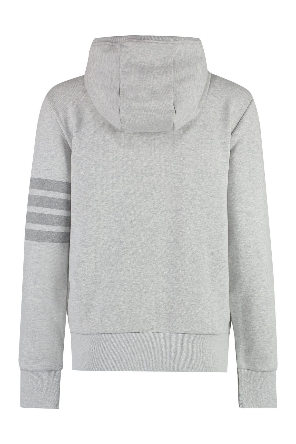 THOM BROWNE Soft Grey 4-Bar Hoodie with Zipper for Women