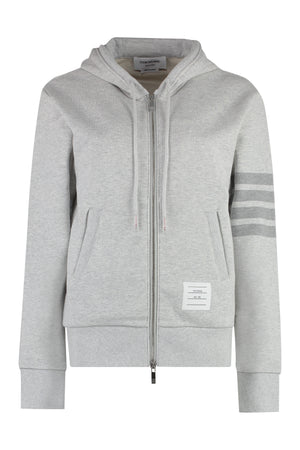 THOM BROWNE Soft Grey 4-Bar Hoodie with Zipper for Women