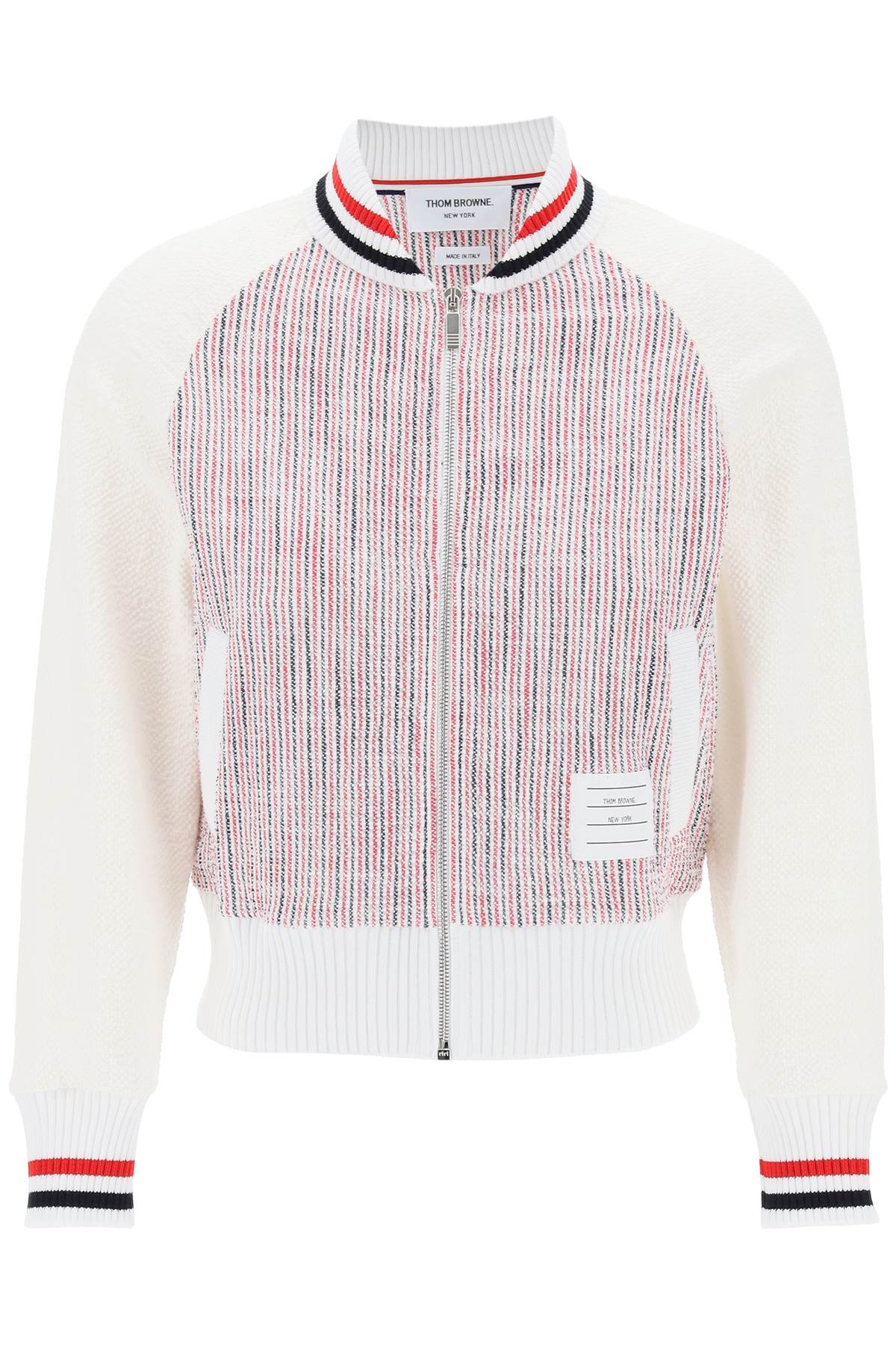 THOM BROWNE Multicolored Scarf Collar Bomber Jacket for Women - SS24