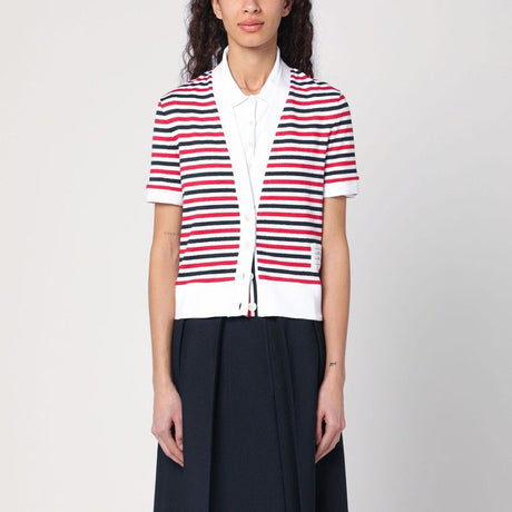 THOM BROWNE Striped Linen Cardigan for Women - SS25