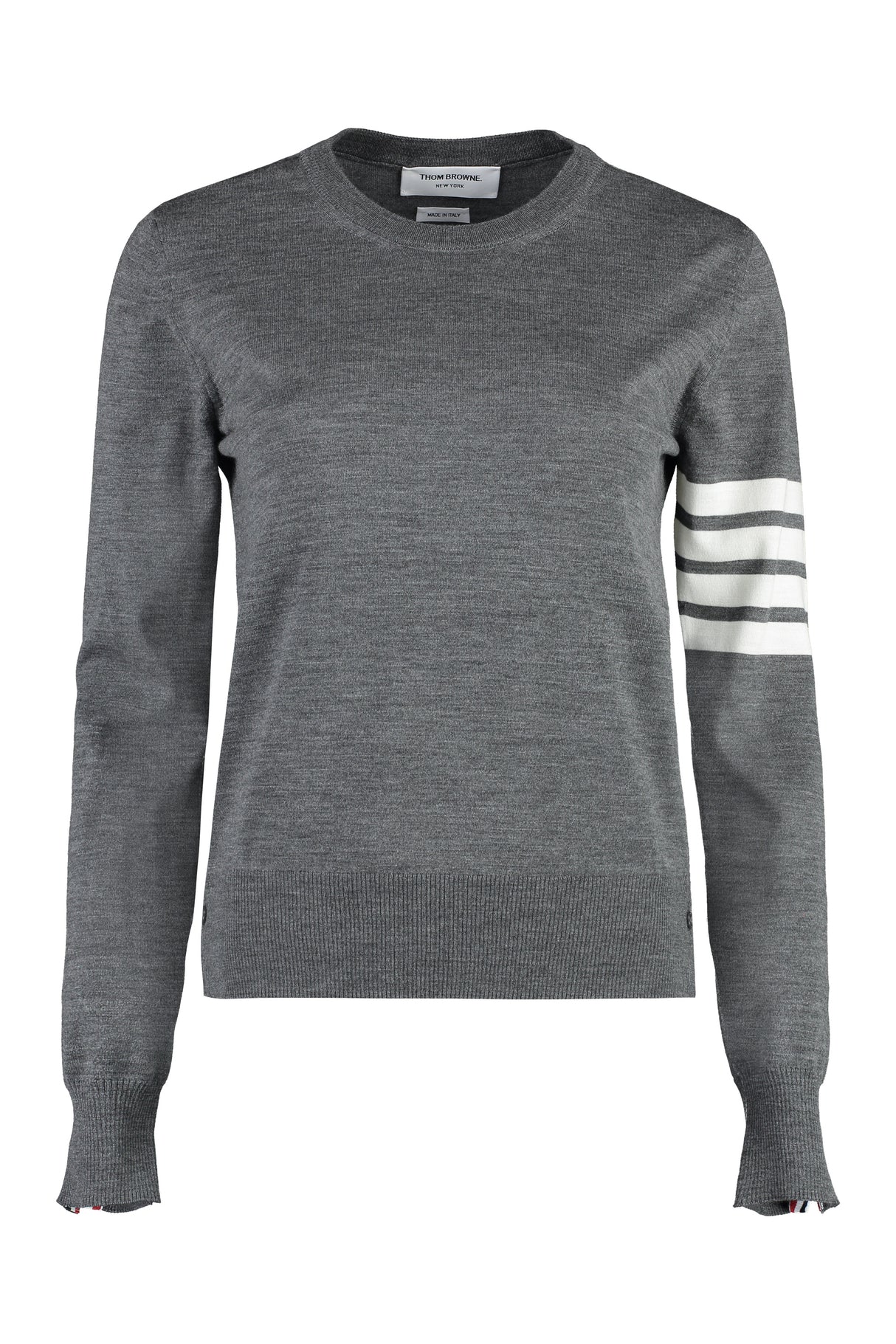 THOM BROWNE Relaxed Fit Wool Sweater - Grey