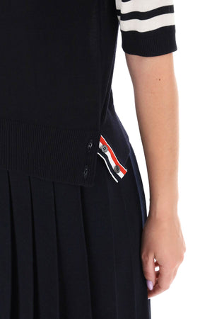 THOM BROWNE Turtleneck Top with 4-Bar Motif - Regular Fit