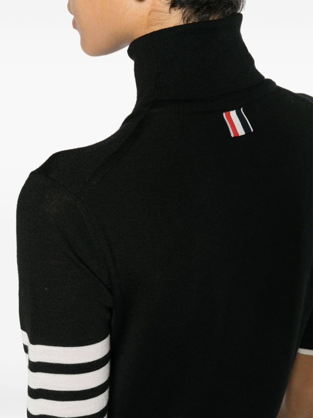 THOM BROWNE Elegant Striped Wool Turtleneck Top