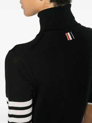 THOM BROWNE Elegant Striped Wool Turtleneck Top