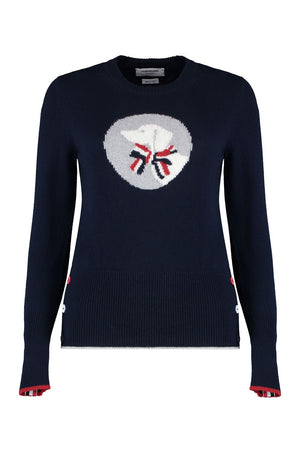 THOM BROWNE Elegant Tri-Color Crew Neck Sweater