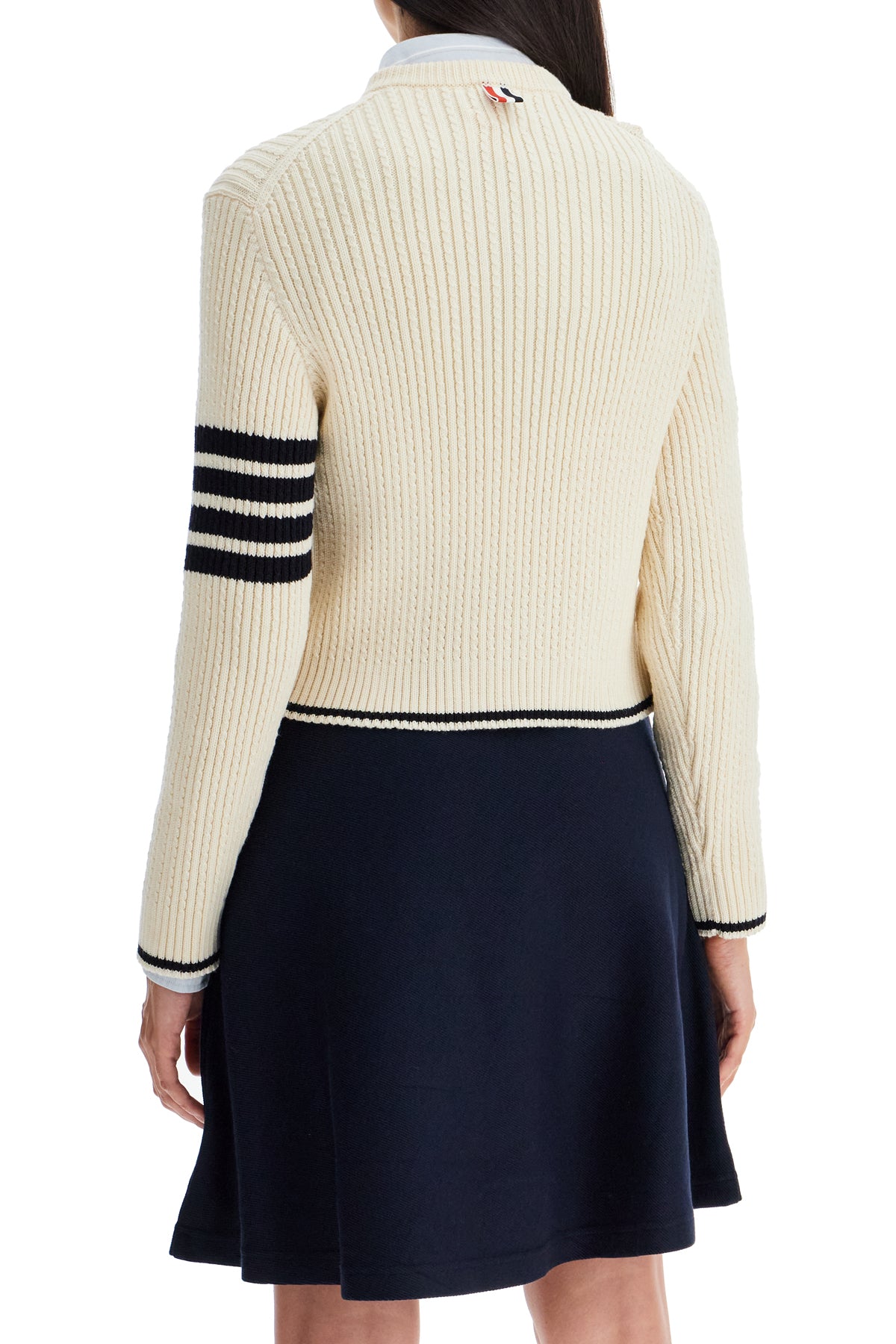 THOM BROWNE Sophisticated Knit Sweater with Signature Stripes