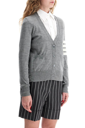 THOM BROWNE Blue Relaxed Fit V-Neck Cardigan for Women