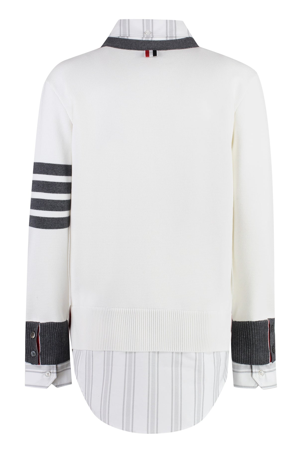 THOM BROWNE Elegant Tricolor Knit Cardigan