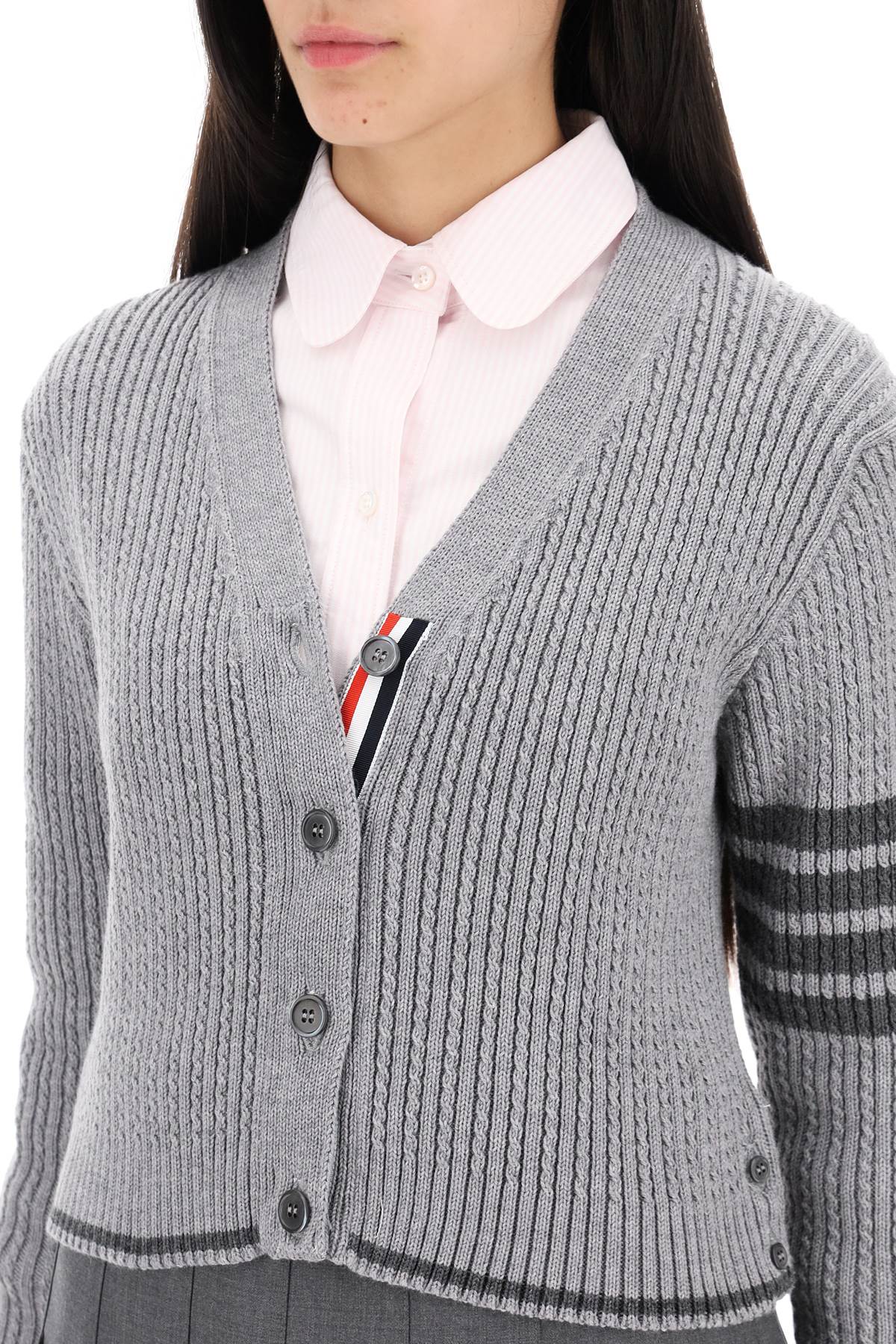 Áo Cardigan Nữ Ngắn Màu Xám 4 Sọc