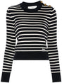 AMI PARIS Navy Blue Sweater with Golden Bot Stripes