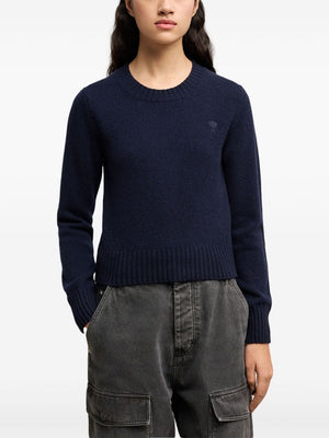 AMI PARIS Heart Motif Cashmere-Blend Sweater