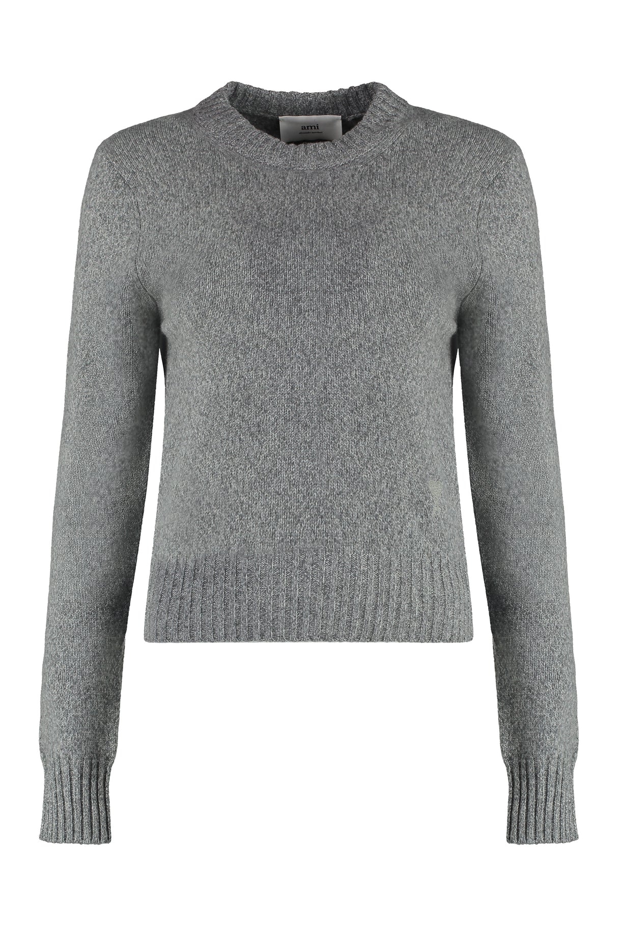 AMI PARIS Grey Wool and Cashmere Sweater for Women - FW23